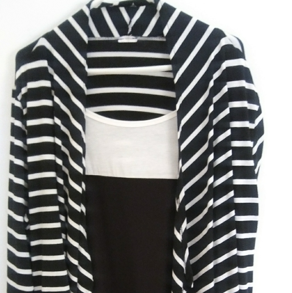 Knit blouse with attached long sleeve knit jacket